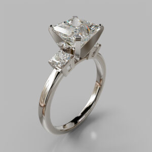 Princess Cut Side Stone Twist Lab Grown Diamond Engagement Ring