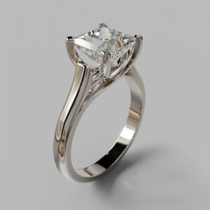 Princess Cut Solitaire Lab Grown Diamond Engagement Ring - White Gold