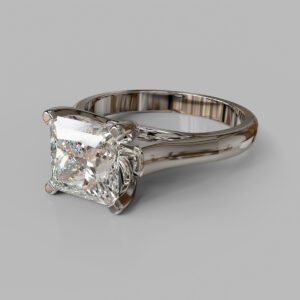 Princess Cut Solitaire Lab Grown Diamond Engagement Ring - Side View