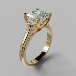Princess Cut Solitaire Lab Grown Diamond Engagement Ring - Yellow Gold
