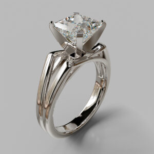 Princess Cut Tapered Solitaire Lab Grown Diamond Engagement Ring
