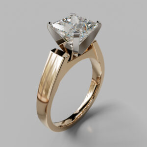 Princess Cut Tapered Solitaire Lab Grown Diamond Engagement Ring