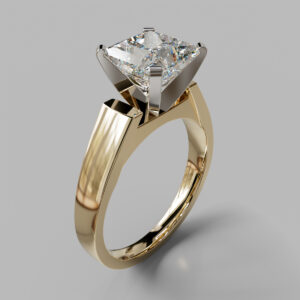 Princess Cut Tapered Solitaire Lab Grown Diamond Engagement Ring