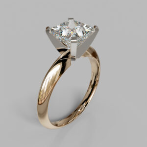 Princess Cut Twist Solitaire Lab Grown Diamond Engagement Ring