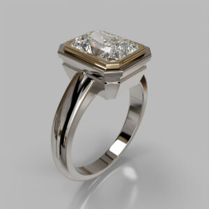 Radiant Cut Bezel Solitaire Lab Grown Diamond Engagement Ring