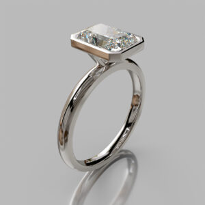Radiant Cut Bezel Solitaire Lab Grown Diamond Engagement Ring