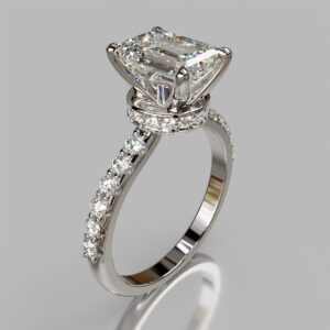 Radiant Cut Pave Side Stone Lab Grown Diamond Engagement Ring