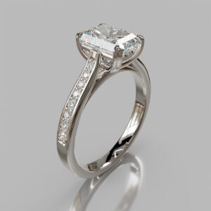 Radiant Cut Pave Side Stone Lab Grown Diamond Engagement Ring