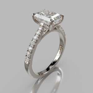 Radiant Cut Pave Side Stone Lab Grown Diamond Engagement Ring