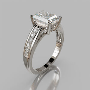 Radiant Cut Pave Split Shank Lab Grown Diamond Engagement Ring