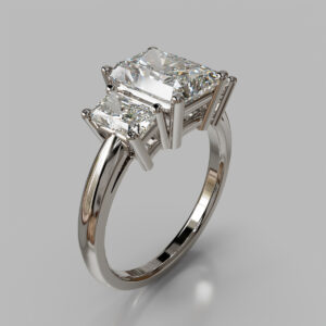Radiant Cut Three Stone Lab Grown Diamond Engagement Ring