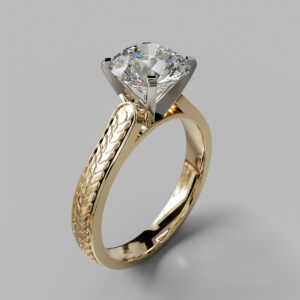 Round Cut Braided Shank Lab Grown Diamond Engagement Ring