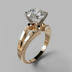 Round Cut Bypass Solitaire Lab Grown Diamond Engagement Ring