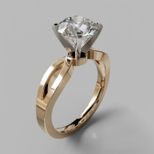 Round Cut Bypass Solitaire Lab Grown Diamond Engagement Ring
