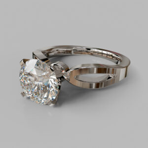 Round Cut Bypass Solitaire Lab Grown Diamond Engagement Ring