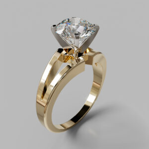 Round Cut Bypass Solitaire Lab Grown Diamond Engagement Ring