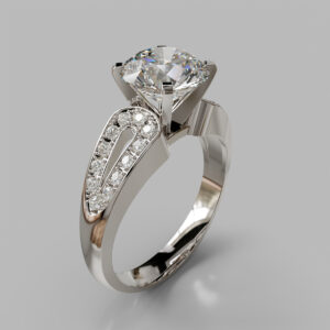 Round Cut Channel Set Bypass Lab Grown Diamond Engagement Ring