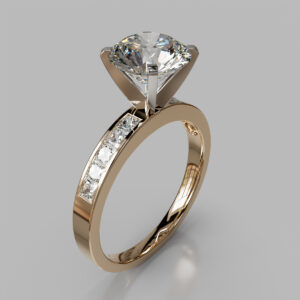 Round Cut Channel Set Lab Grown Diamond Engagement Ring - Rose Gold