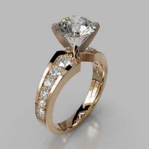 Round Cut Channel Set Split Shank Lab Grown Diamond Engagement Ring
