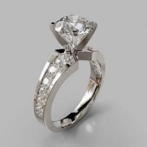 Round Cut Channel Set Split Shank Lab Grown Diamond Engagement Ring