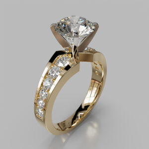 Round Cut Channel Set Split Shank Lab Grown Diamond Engagement Ring