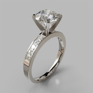 Round Cut Channel Set Lab Grown Diamond Engagement Ring - White Gold