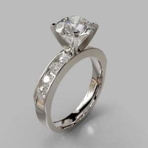Round Cut Channel Set Lab Grown Diamond Engagement Ring