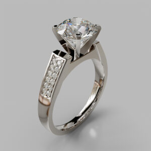 Round Cut Channel Set Lab Grown Diamond Engagement Ring