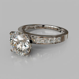 Round Cut Channel Set Lab Grown Diamond Engagement Ring - Side View