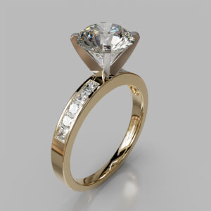 Round Cut Channel Set Lab Grown Diamond Engagement Ring - Yellow Gold