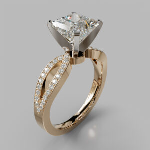 Princess Cut Pave Split Shank Lab Grown Diamond Engagement Ring