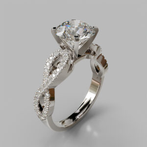 Round Cut Pave Twist Lab Grown Diamond Engagement Ring