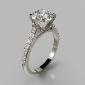 Round Cut Pave Twist Lab Grown Diamond Engagement Ring