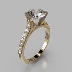 Round Cut Pave Twist Lab Grown Diamond Engagement Ring