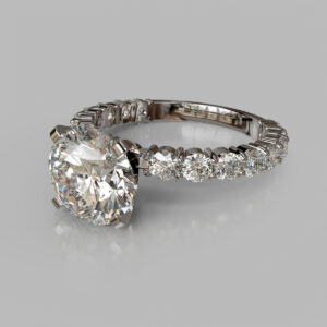 Round Cut Pave Lab Grown Diamond Engagement Ring - Side View