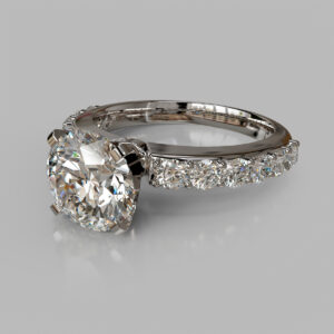 Round Cut Pave Lab Grown Diamond Engagement Ring - Side View