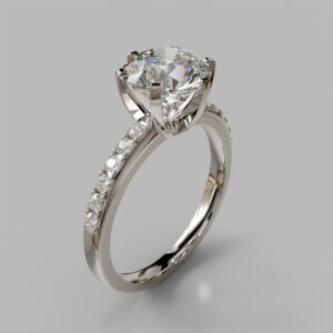 Round Cut Side Stone Lab Grown Diamond Engagement Ring