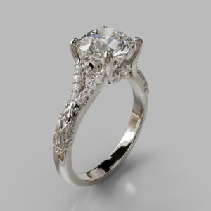 Round Cut Side Stone Lab Grown Diamond Engagement Ring