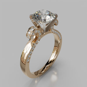 Round Cut Side Stone Split Shank Lab Grown Diamond Engagement Ring