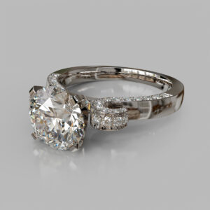 Round Cut Side Stone Split Shank Lab Grown Diamond Engagement Ring