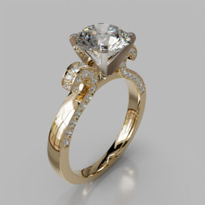 Round Cut Side Stone Split Shank Lab Grown Diamond Engagement Ring