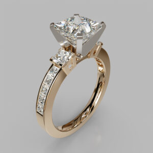 Princess Cut Side Stone Twist Lab Grown Diamond Engagement Ring