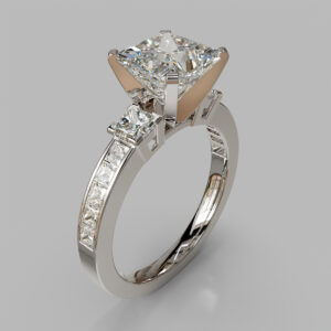 Princess Cut Side Stone Twist Lab Grown Diamond Engagement Ring