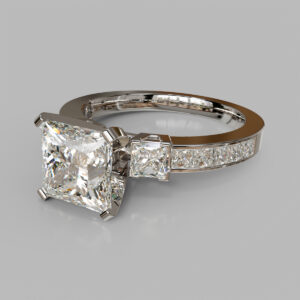 Princess Cut Side Stone Twist Lab Grown Diamond Engagement Ring