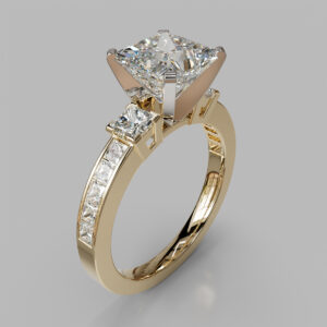 Princess Cut Side Stone Twist Lab Grown Diamond Engagement Ring