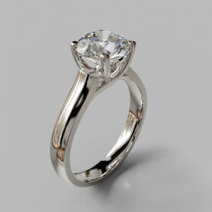 Round Cut Solitaire Lab Grown Diamond Engagement Ring - White Gold