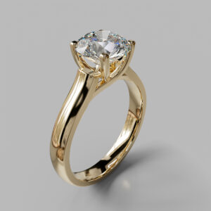 Round Cut Solitaire Lab Grown Diamond Engagement Ring - Yellow Gold