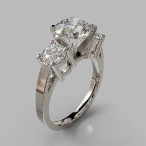 Round Cut Three Stone Lab Grown Diamond Engagement Ring