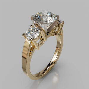 Round Cut Three Stone Lab Grown Diamond Engagement Ring