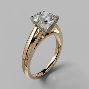 Round Cut Cathedral Solitaire Lab Grown Diamond Engagement Ring